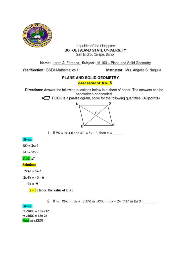 Solid Geometry Problems for Grade 11 | PDF | Rectangle | Elementary ...