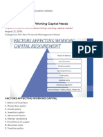 Factors Determining Working Capital Needs