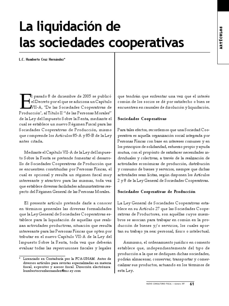 Disolucion y Liquidacion de Sociadades Cooperativas Liquidación Cooperativa Free 30day