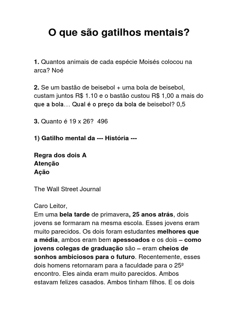 Gatilhos Mentais e Suas Aplicações | PDF | Filosofia | Religião e ...
