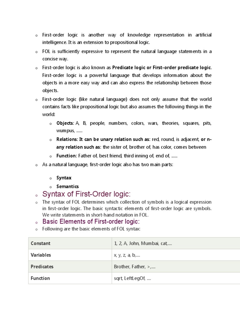 First Order Logic | PDF | First Order Logic | Logic