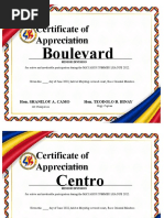 Certificate of Appreciation: Is Hereby Awarded To