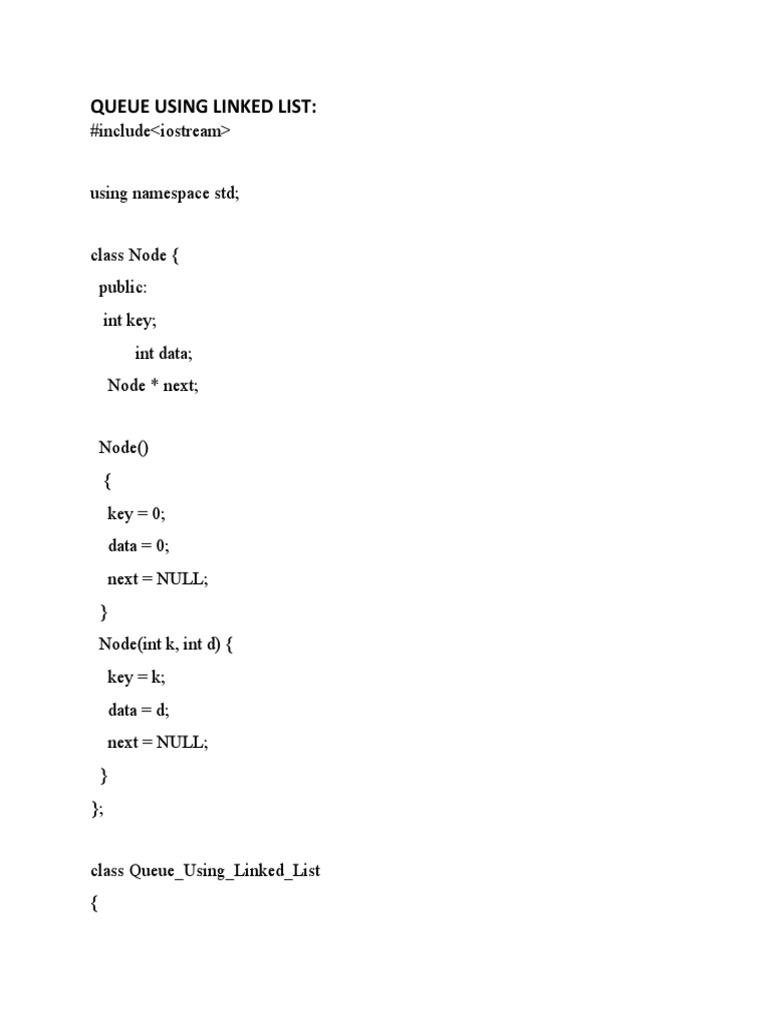 Queue Using Linked List | PDF | Software Development | Computer Programming