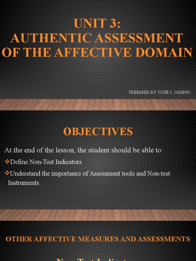Unit 3 Authentic Assessment of The Affective Domain Prepared By