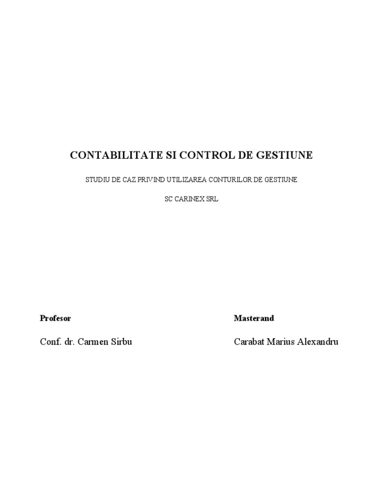 Contabilitate Si Control de Gestiune Stu | PDF