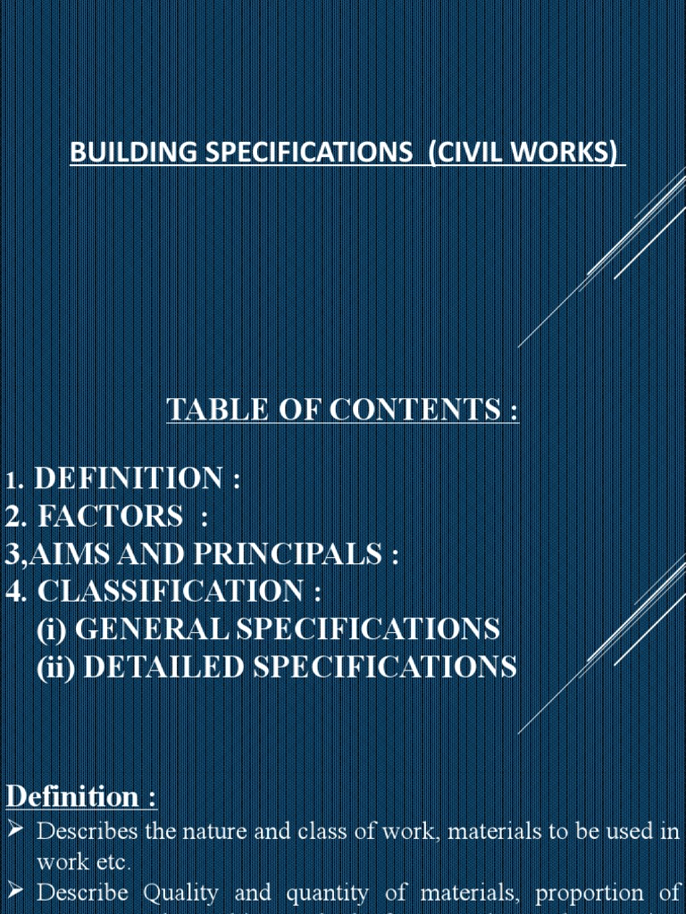 Building Specifications for Civil Works | PDF | Mortar (Masonry ...