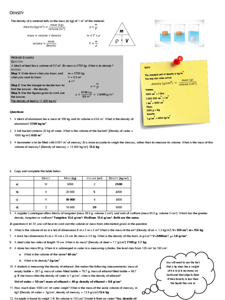 Density Calculations for Students | PDF | Density | Quantity