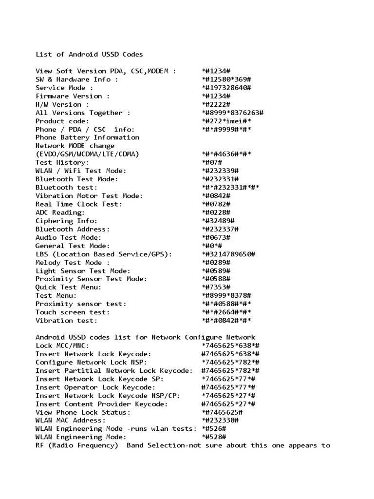 Android ussd codes list pdf computer science consumer electronics
