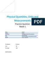 Physical Quantities, Units and Measurements: Practice Question Week-1