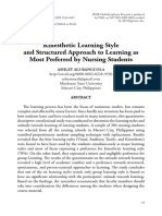 Kinesthetic Learning Style and Structured Approach To Learning As Most Preferred by Nursing Students