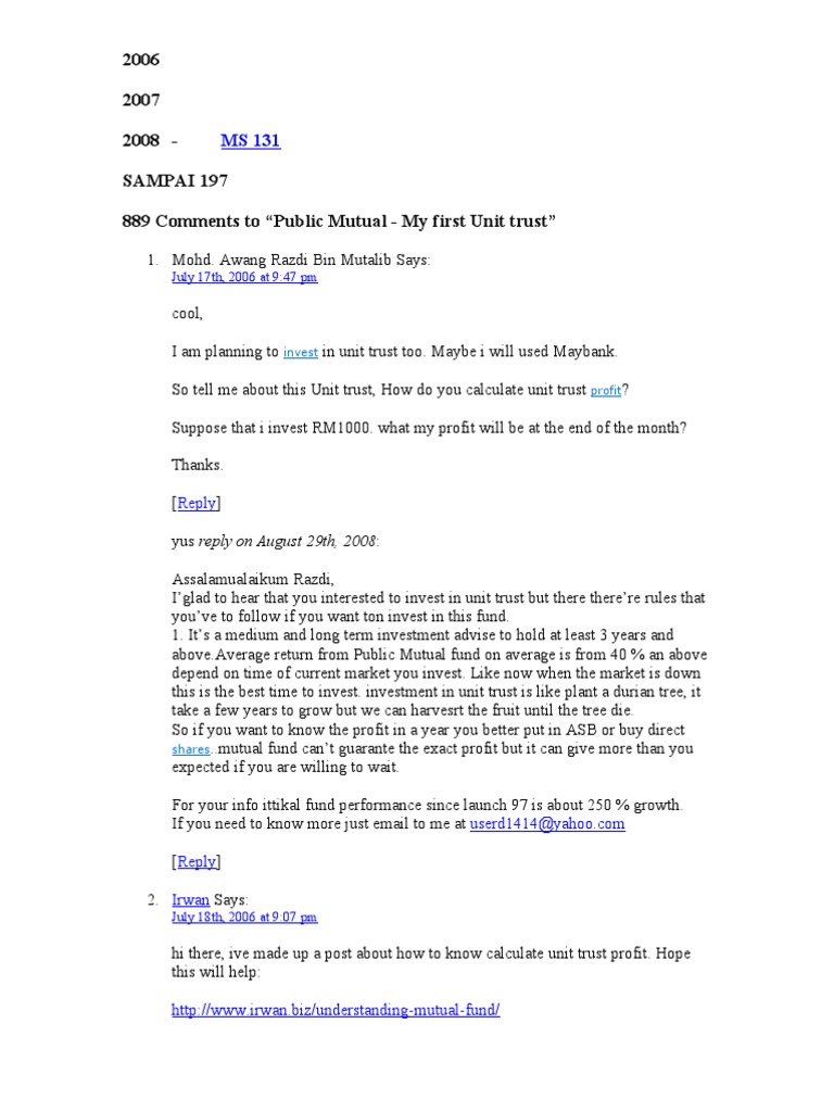 889 Comments To | PDF | Investing | Money