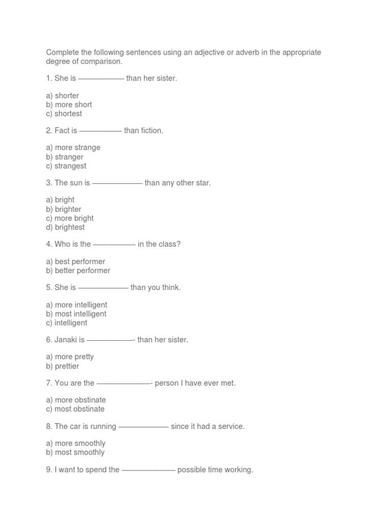 Grammar Exercises 169 PDF Part Of Speech Adverb