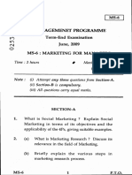 Oo Ro: Managemenet Progttamme Term-End Examination - Une, 2409 Ms-6: Marketing For Managers