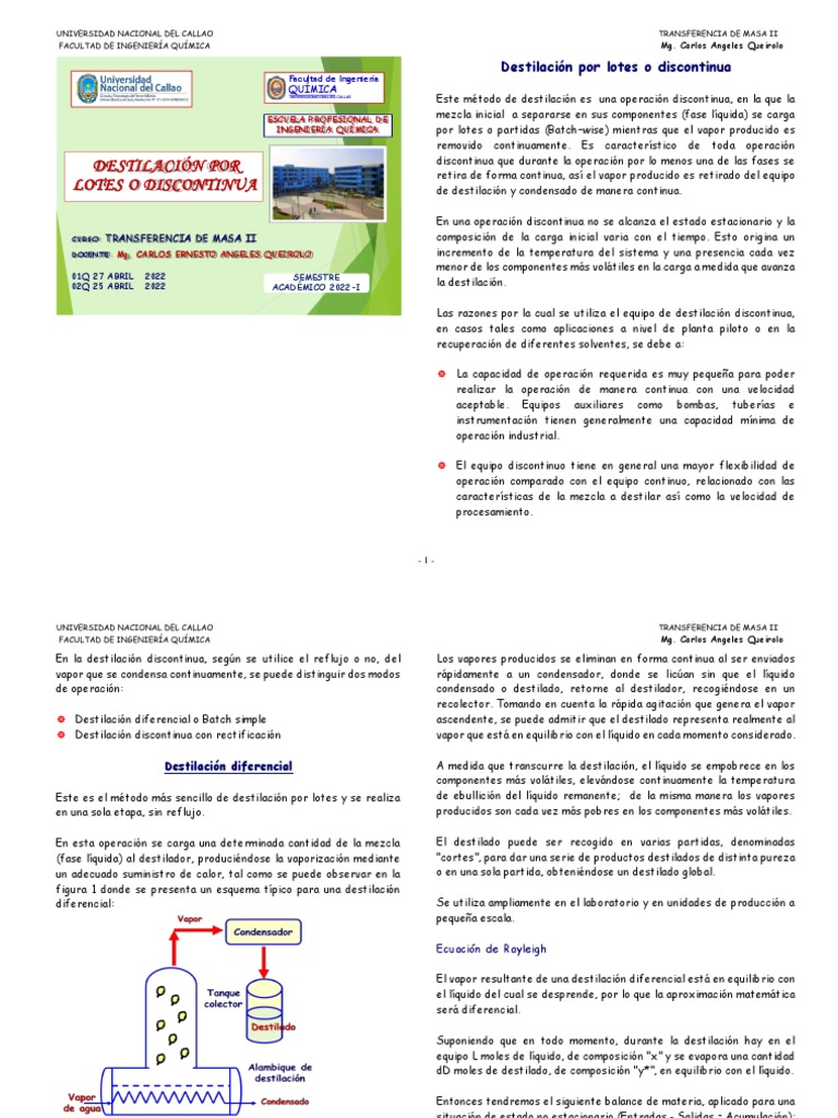 5 Destilación Discontinua Download Free PDF Destilación Líquidos