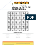 Tipos de discriminación en una sopa de letras