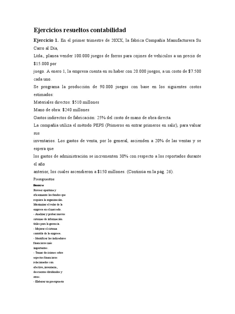 Ejercicios de contabilidad y presupuestos | PDF | Presupuesto | Economias