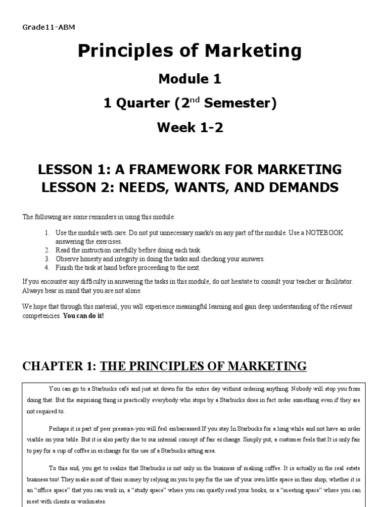 Marketing Principles for Grade 11 ABM | PDF | Marketing | Water ...
