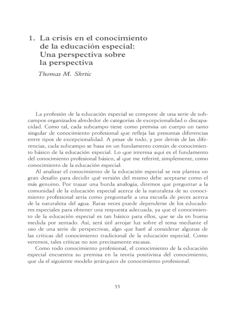 La Crisis en El Conocmiento de La Educacion Especial | PDF | Paradigma ...