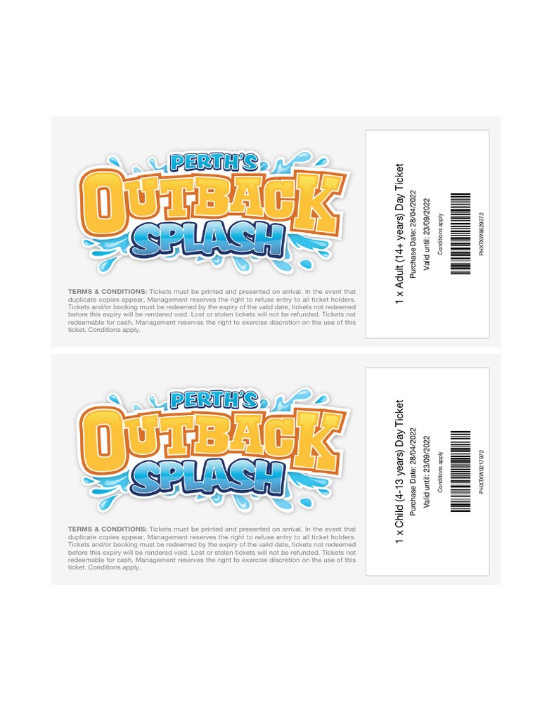 TERMS & CONDITIONS Tickets Must Be Printed and Presented On Arrival. in The Event That PDF