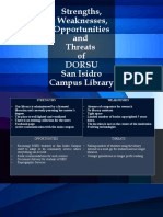 Strengths, Weaknesses, Opportunities and Threats of Dorsu San Isidro Campus Library