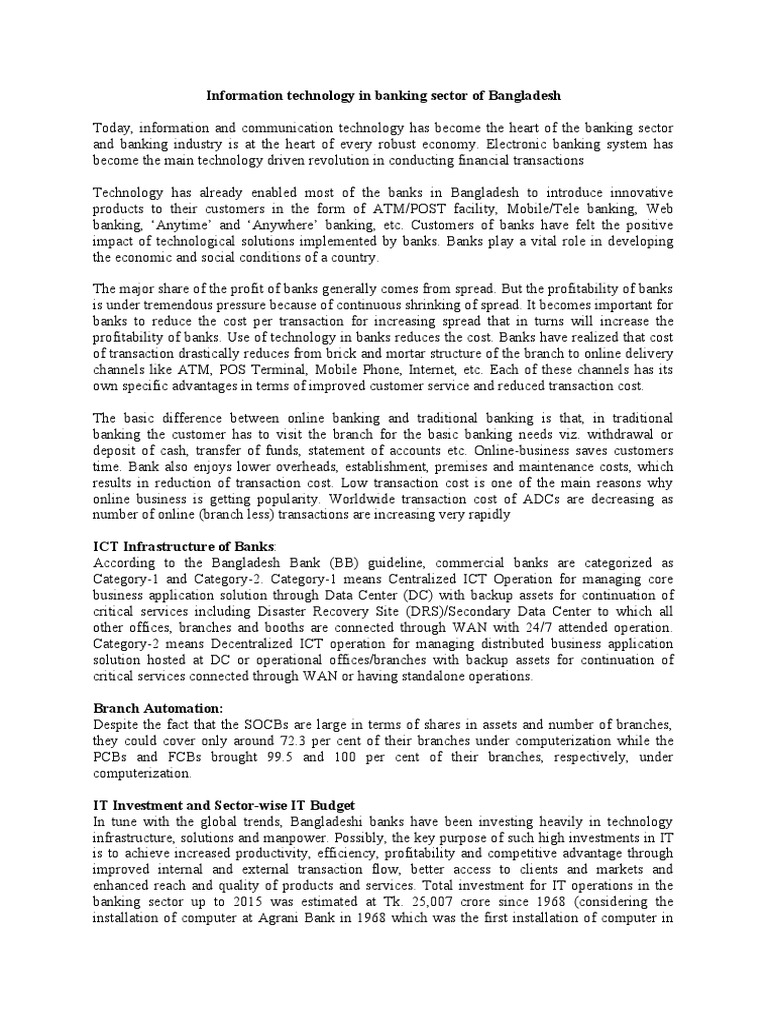 ICT Revolution in Bangladesh Banking | PDF | Clearing (Finance) | Banks