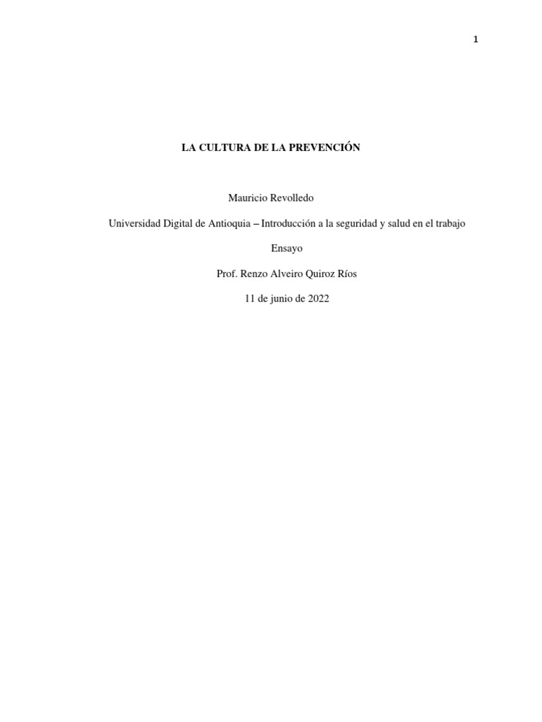 Cultura de Prevención en el Trabajo | PDF | Organización Internacional ...