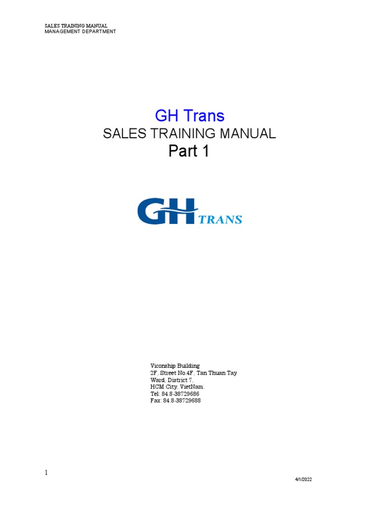 Sales Training Manual - Part 1 | PDF | Business | Trade