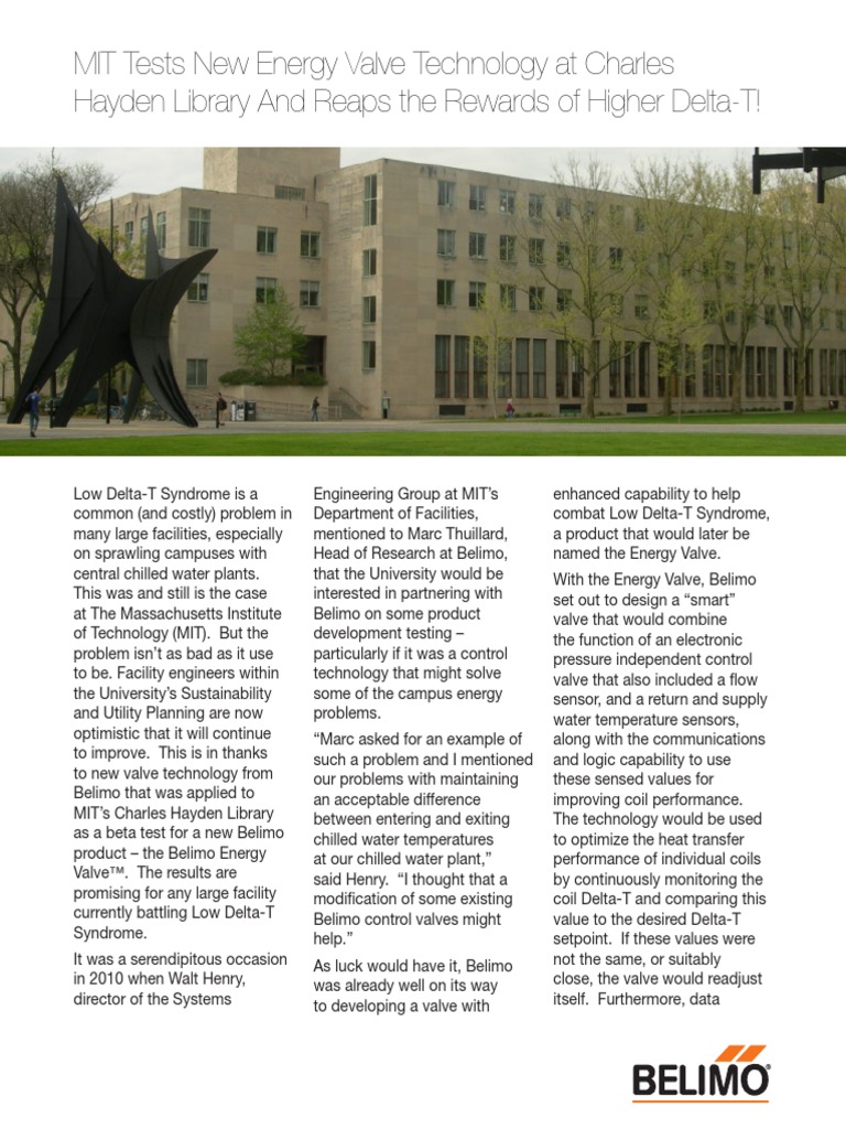 Energy Valve Case Study at MIT USA PDF Valve Pump