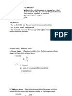 Measures of Central Tendency Measures of Central Tendency (Also Called Measures of Average) Are Values