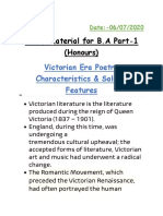 Study Material For B.A Part-1 (Honours) : Victorian Era Poetry Characteristics & Salient Features