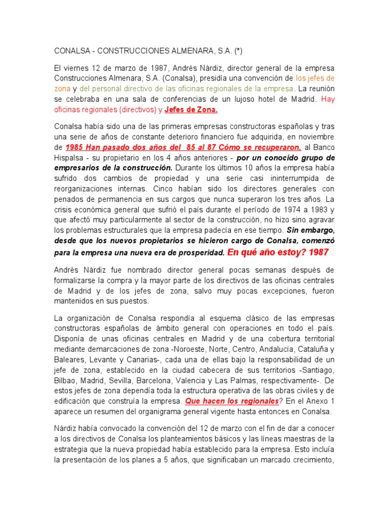 Estrategia y Reorganización en Conalsa | PDF | Business | Madrid