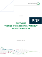 Checklist Testing and Inspection Without Interconnection: Shams Dubai