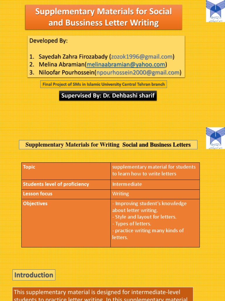 Supplementary Guide to Letter Writing | PDF | Written Communication ...