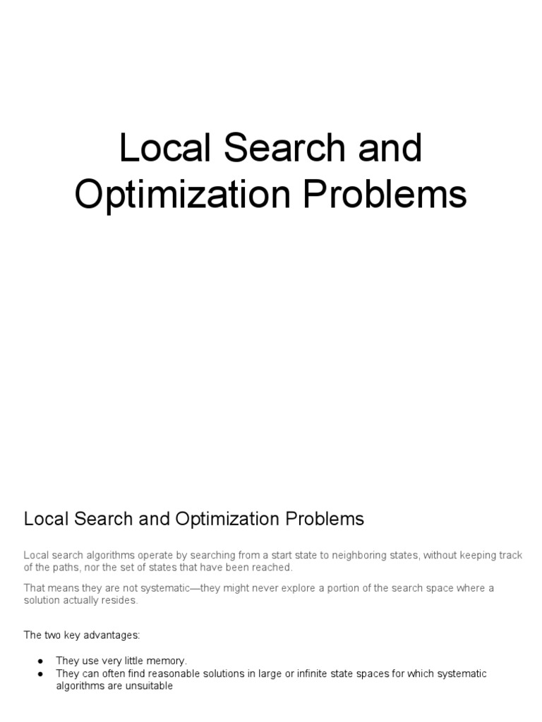 Local Search and Optimization Problems | PDF | Mathematical ...