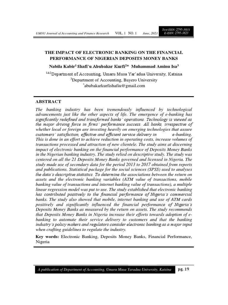 Impact of E-Banking on Nigerian Banks | PDF | Banks | Economies