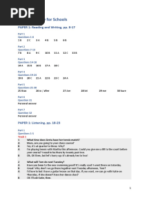Ready For A2 Key For Schools 8 Test - KEY