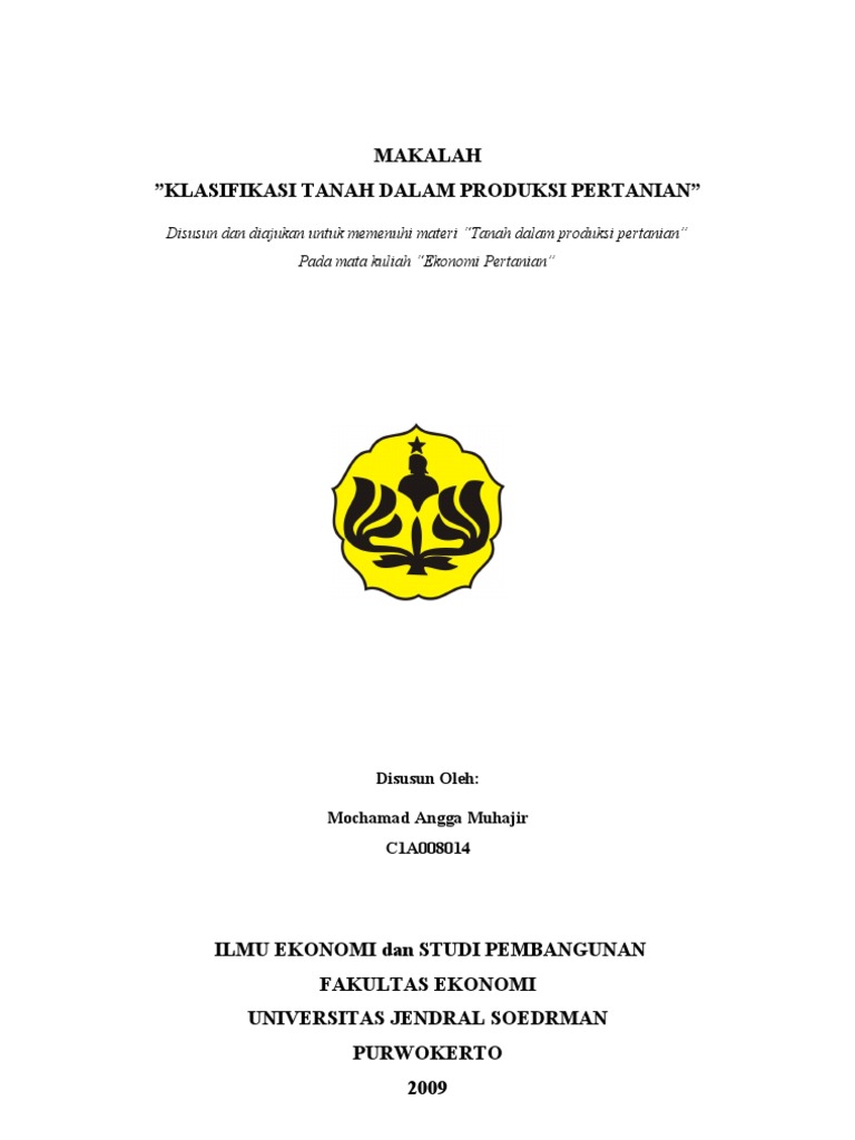 Makalah pertanian Klasifikasi Tanah Dalam Produksi Pertanian Makalah pertanian Klasifikasi Tanah Dalam Produksi Pertanian
