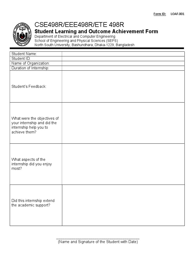 CSE498R/EEE498R/ETE 498R: Student Learning and Outcome Achievement Form ...