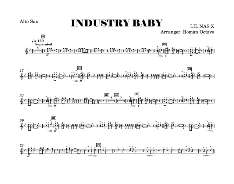 Industry Baby Lil Nas X Arranger Roman Octavo Alto Sax PDF Hip Hop Songs Written
