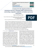 Challenges Encountered in The Implementation of Enterprise Resource Planning ERP in Infrastructure Contracting Companies Emphasis On Business Processes Integration