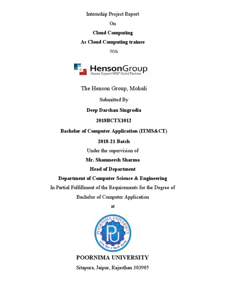 Internship Report Format Pdf Cloud Computing Software As A Service