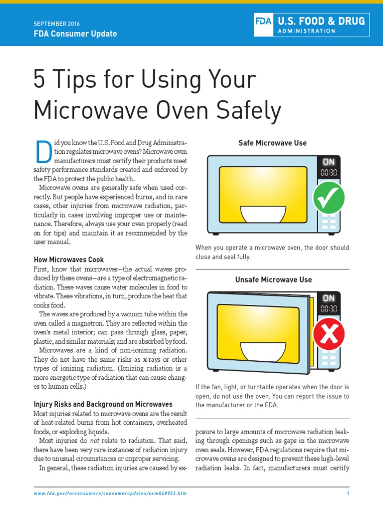 5 Tips For Using Your Microwave Oven Safely 0916 PDF Ionizing