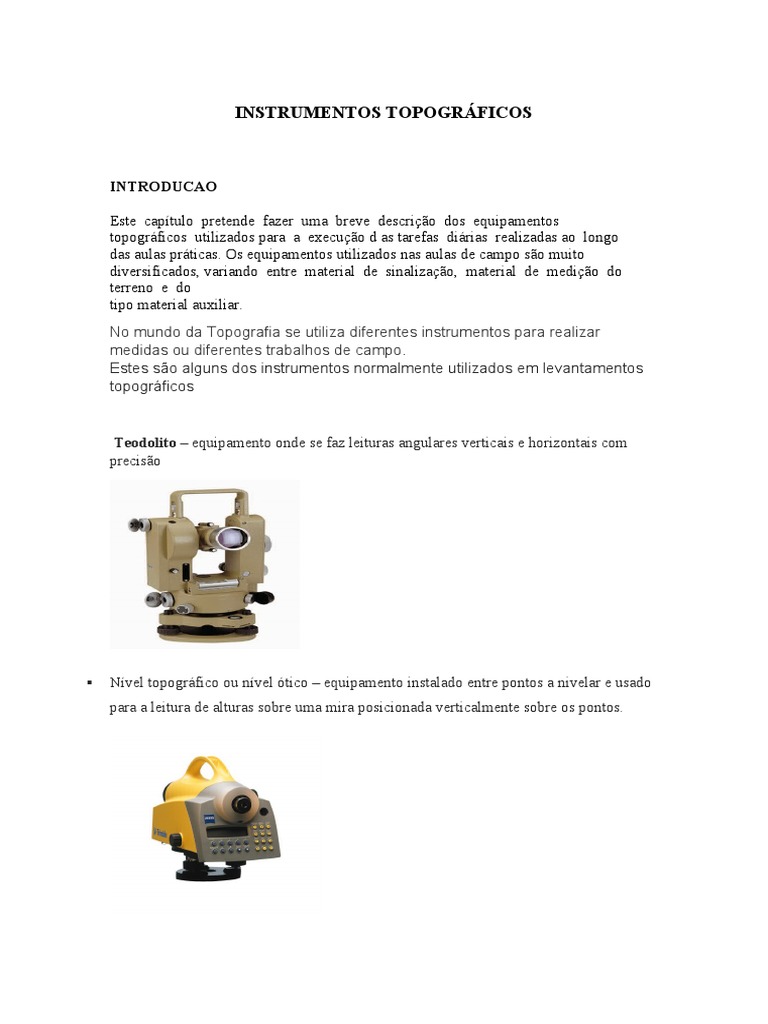 Instrumentos Topográfico 2022 | PDF | Ciências e Matemática | Computadores