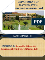 Year of Establishment - 1997: Department of Mathematics, Cgu