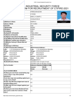 Central Industrial Security Force Application Form For Recruitment of Ct/Fire-2021