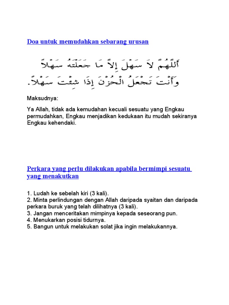 Doa Untuk Memudahkan Sebarang Urusan Pdf