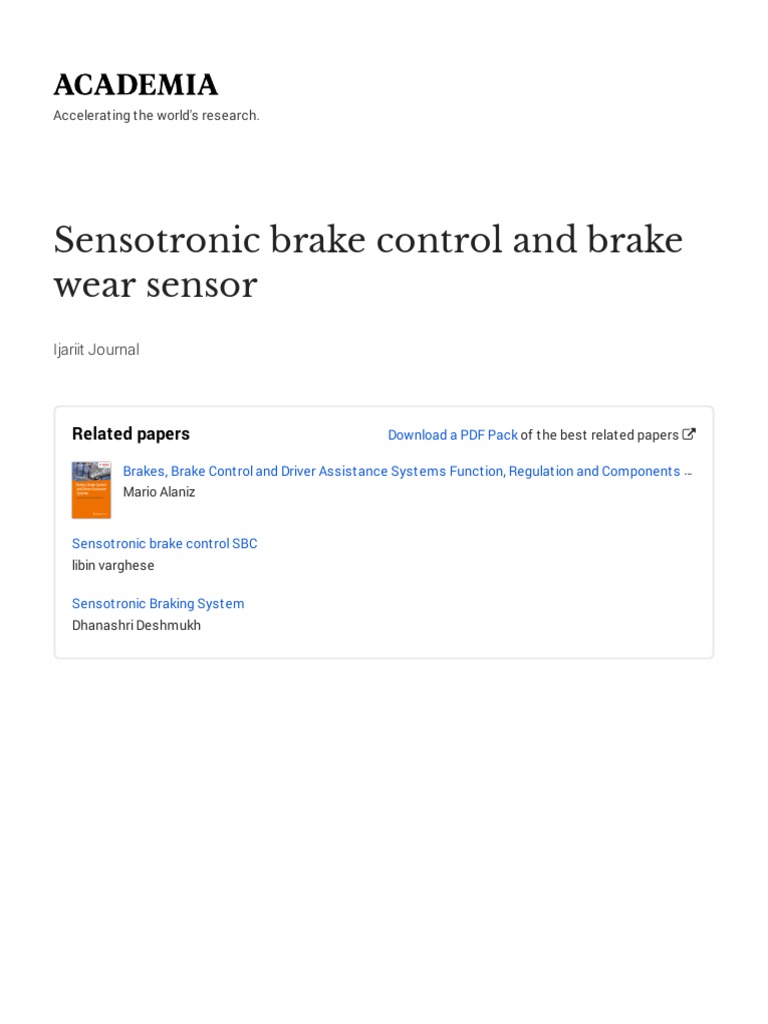 Sensotronic Brake Control and Brake Wear Sensor Related Papers PDF