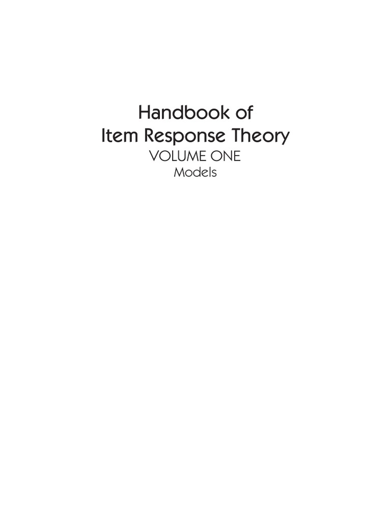 Handbook of Item Response Theory Volume One Models | PDF