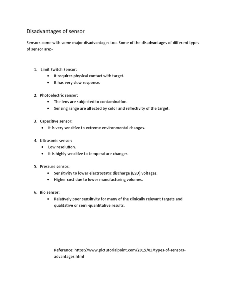 Disadvantages of Sensor | PDF | Sensor | Internet Of Things