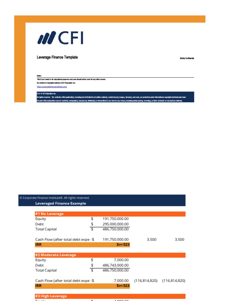 Leverage Finance Template Strictly Confidential PDF Internal Rate